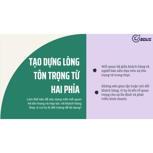 2. Tạo dựng lòng tôn trọng từ cả hai phía